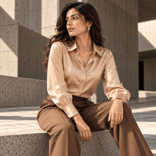 Classic Satin Shirt – Champagne