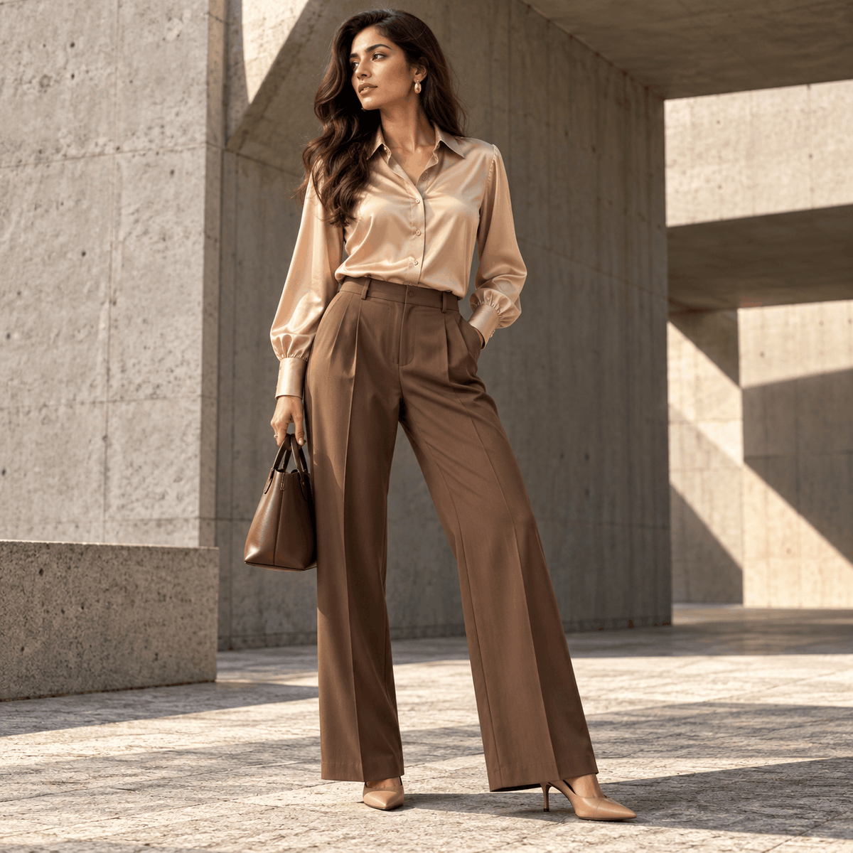 Classic Satin Shirt – Champagne