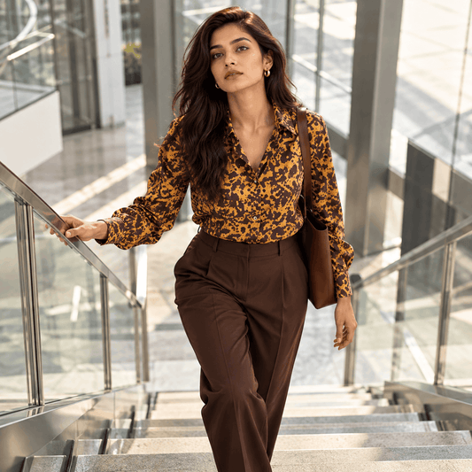 Satin Shirt-Leaf Print