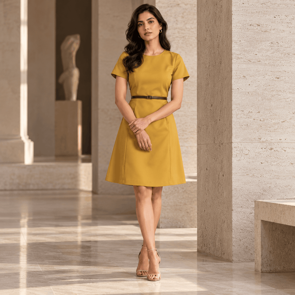 Classic Mustard Workwear Dress
